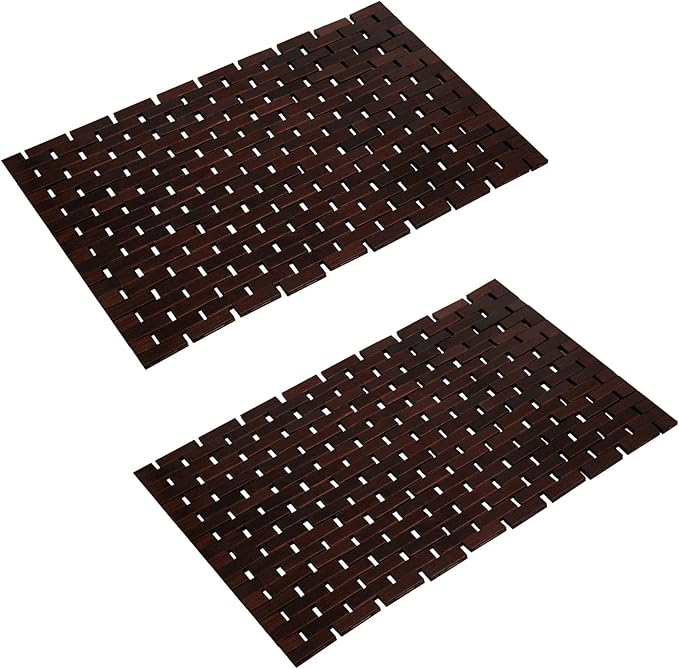 Bath Mat Bathroom Runner Long Large Rugs Floor Wood Shower Bathtub Waterproof Non Slip Accessories 16x34 Inch Easy to Clean, Natural, 1 pc