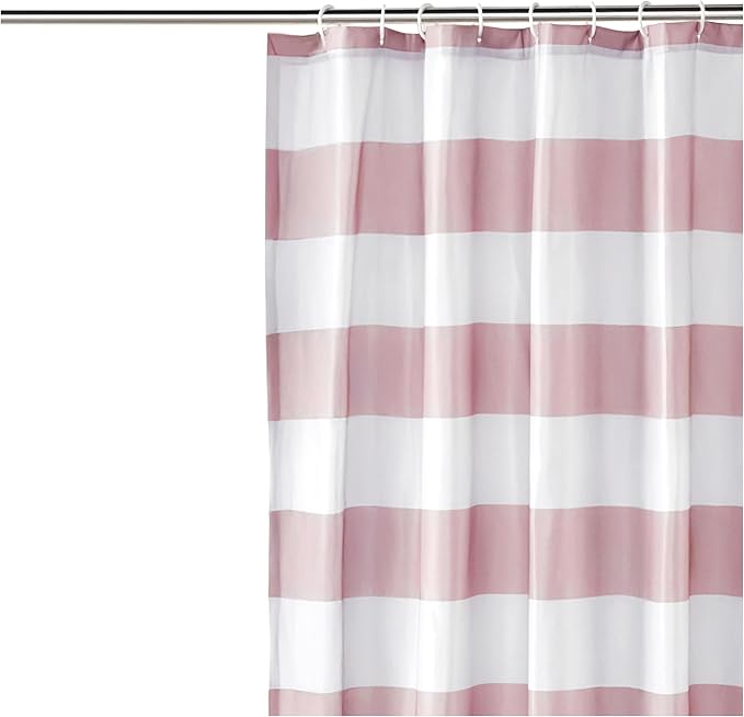 Amazon Basics Bathroom Shower Curtain, Water Resistant Fabric with Rust Proof Grommets & Hooks, Weighted Hem, Machine Washable, 72"x72", Light Brown, Beige