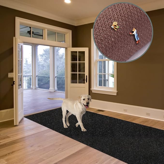 Custom Size Runner Rug 3 ft x 18 ft, 2-82ft Carpet Runners Hallway Entryway Kitchen Garage Laundry Room Area Rugs with Non-Slip Rubber Backing, Black