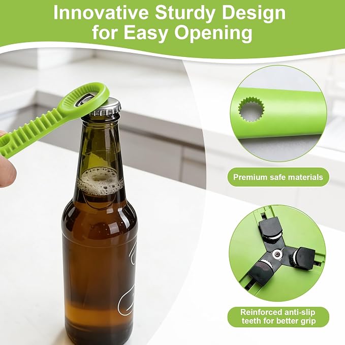 Multi-Functional 4-in-1 Jar Opener, Adjustable Stainless Steel Bottle Opener for Multi Size Jar Bottles with Ergonomic Non-Slip Handle Grip, Kitchen Helper for Seniors Weak Hands Arthritis