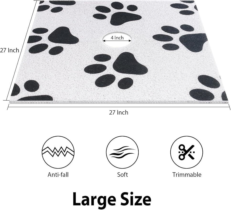 Square Shower Mat, Yonala 27 x 27 Inch Stylish Non Slip Shower Mats for Inside Shower with Central Drain Hole, Soft Trimmable PVC Loofah Anti Slip Shower Mat for Walk in Shower Stall, Quick Drying