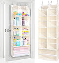 ULG Over the Door Organizer, 5-Tier Extra Large Hanging Storage with 10 Mesh Pockets, 100 lbs Capacity, Heavy Duty Door Organizer for Closet, Bedroom, Nursery Storage, Beige