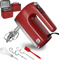 Lord Eagle 9-Speed Digital Hand Mixer Electric Handheld, 500W DC Motor Kitchen Mixer for Cake Baking, Lightweight Egg Beaters with Stain-resistant & Waterproof Storage Bag & 6 Accessories, Red