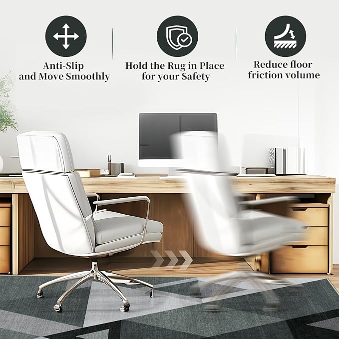 Office Chair Mat for Hardwood Floor & Tile Floor,48"X 60" Heavy Duty Desk Chair Mat for Hard Floors, Under Desk Rug for Rolling Computer Chair,Anti Slip,Low Pile Carpet Floor Protector-Triangle