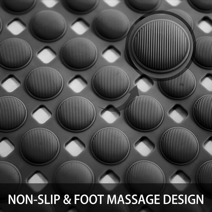 SELIBRE Rubber Bath Mat, 36 x17” TPR Black Tub Mats with 198+ Suction Cups, Bath Mat for Elderly/Kids, Machine Washable & Fast Drainage, Foot Massage Design (Black, Extra Large)