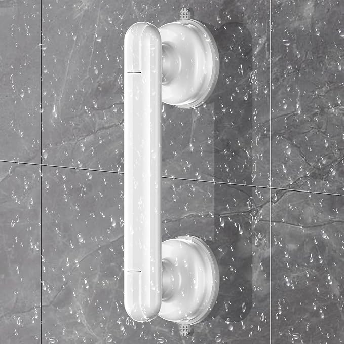Upgraded Grab Bars for Shower Bathtub Bathroom Wall, Heavy-Duty Suction Grab Bars Shower Handle Safety for Elderly Seniors Handicap, No Drilling Tool-Free, Easy Removal and Reusable (White)