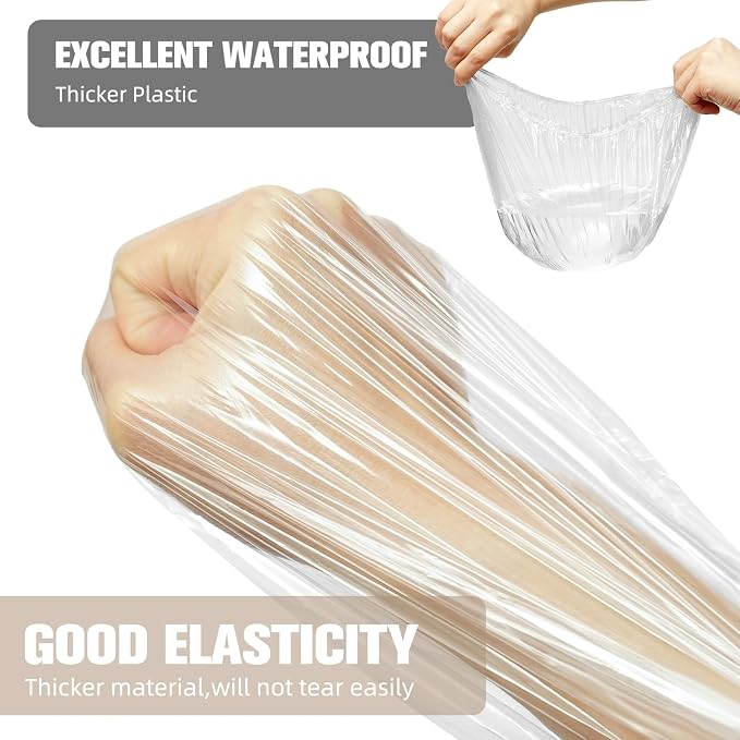 Larger Shower Caps Disposable, 200PCS Thicker Waterproof Plastic Elastic Hair Bath Caps, Plastic Hair Caps for Women, Spa, Home Use, Hotel and Hair Salon, Portable Travel