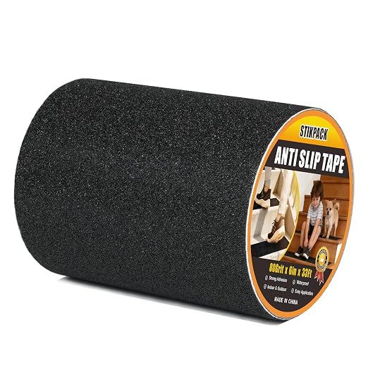 6in x 33Ft Anti Slip Tape,80 Grit Black Heavy Duty Anti Slip Safety Grip Tape, Waterproof, for Stairs Outdoor/Indoor,High Traction Stairs Non Skid Treads