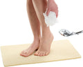 ENKOSI Loofah Non-Slip Shower and Bath Mat - Soft Cushioned Comfort - No Suction Cups for Smooth or Textured Tubs - Fast Draining - Safety for Bathroom, Family, and Elderly (24x16 Light Beige)