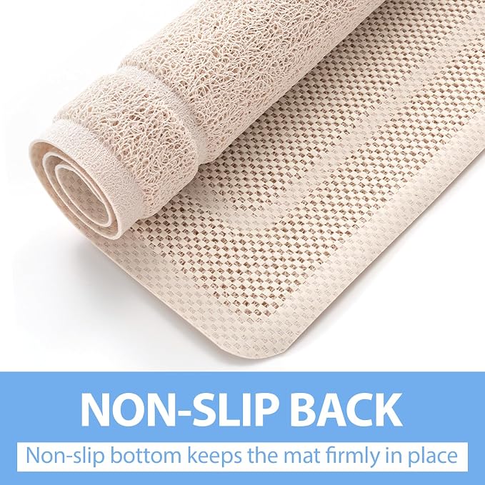 Hargiis Square Non-Slip Shower Mat, Anti Slip Bathtub Mat, Fast Drying Bathtub Mats, UpgradedFoot Scrubber Mat, Anti Slip Mat for Tub, Floor, Bathroom, Kitchen, Hotel (Beige 24"×24")