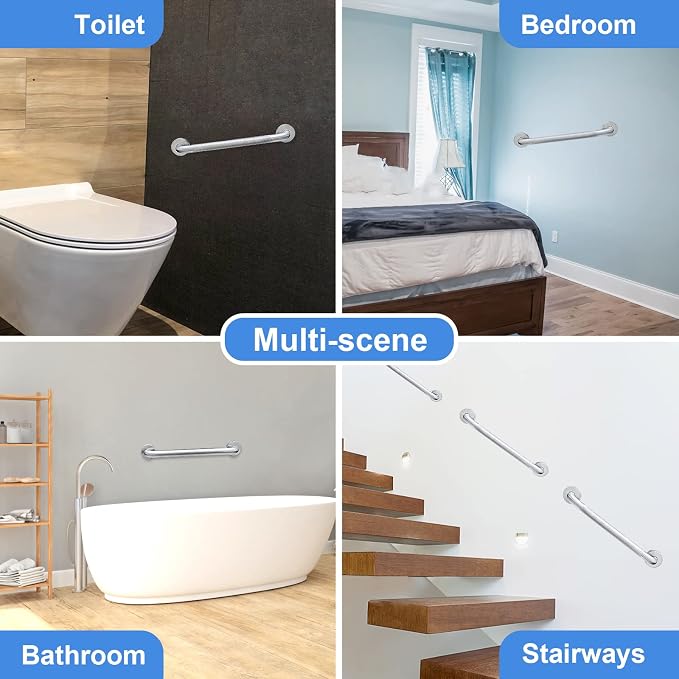 Grab Bars for Shower, 2 Pack 16 Inch Handicap Grab Bars, 304 Stainless Steel ADA Grab Bars for Bathtubs, Safety Shower Handles for Seniors, Disabled, Injury (Brushed Nickel)