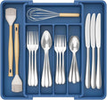 Lifewit Silverware Drawer Organizer, Expandable Utensil Tray for Kitchen, BPA Free Flatware and Cutlery Holder, Adjustable Plastic Storage for Spoons Forks Knives, 8.5"-14.1" x 12.1", Dark Blue