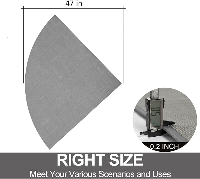 SUMLANS Fan Shaped Kitchen Mat 1 PCS, Cushioned Non Slip Rugs for Kitchen Floor, Absorbent Runner Comfort Standing Mats Washable for Kitchen, Office, Home (Grey, Radius 47")