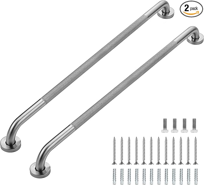 Grab Bars for Shower, 2 Pack 36-Inch Anti Slip Shower Handles for Elderly, Safety Shower Grab Bar, Stainless Steel Handicap Grab Bars for Bathroom,Toilet (Brushed Nickel, 1" Diameter)