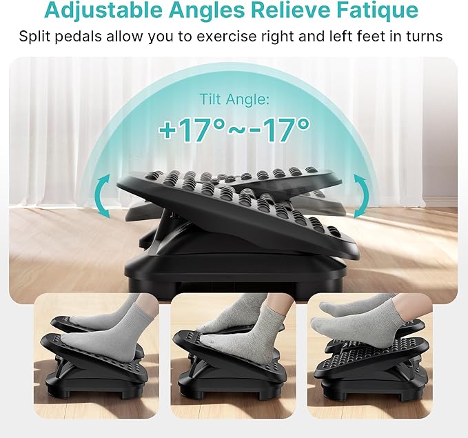 PEGZONE Foot Rest Under Desk with Massage Texture and Roller, Ergonomic Foot Stool with 2 Height Position, Adjustable Foot Rest for Under Desk at Work, Black