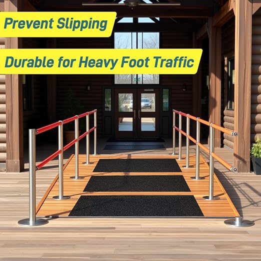 Anti Slip Tape, 12 Inch x 16 Ft Grip Tape for Stairs Outdoor/Indoor, Waterproof Non Skid Roll for Stair Treads Non Slip, High Traction Friction Abrasive Adhesive Stair Steps - Black