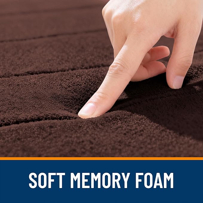 OLANLY Memory Foam Bath Mat 40x24, Super Soft Absorbent Bathroom Rugs, Quick Dry, Machine Washable Shower Floor Rugs, Bathmat Carpet, Bathroom Home Decor Accessories, Brown