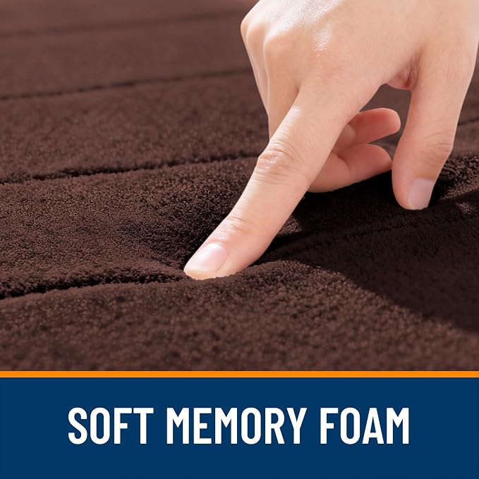 OLANLY Memory Foam Bath Mat 34x21, Super Soft Absorbent Bathroom Rugs, Quick Dry, Machine Washable Shower Floor Rugs, Bathmat Carpet, Bathroom Home Decor Accessories, Brown