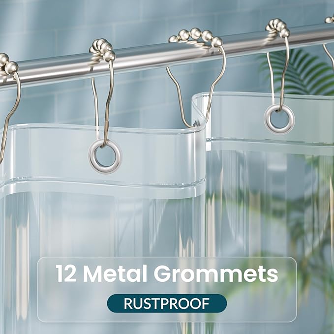 Titanker Plastic Shower Curtain Liner, Clear Shower Liner PEVA 72x75 Lightweight Waterproof Shower Curtains for Bathroom with Magnets and Rustproof Grommets