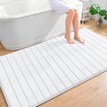 OLANLY Memory Foam Bath Mat 70x46, Super Soft Absorbent Bathroom Rugs, Quick Dry, Machine Washable Shower Floor Rugs, Bathmat Carpet, Bathroom Home Decor Accessories, White