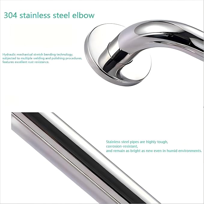 24" x 27.55" Toilet Support Rail Toilet Grab Bar, 304 Stainless Steel Shower Safety Handrail - Anti-Slip Bathroom Support Bar for Elderly, Disabled, Pregnant Women 1.25’Tube