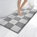 anllugs Bathroom Rugs 24" x 60", Non-Slip Extra Soft Absorbent Bath Rugs, Machine Washable Quick Dry Bath Mats for Bathroom Floor, Shower, Bathtub and Sink, Checkered Light Grey & Grey