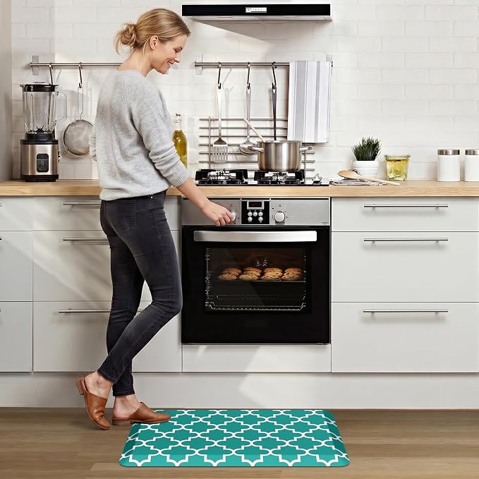 WISELIFE Anti Fatigue Floor Mat - 4/5 Inch Thick Kitchen Mat Non Slip Waterproof Heavy Duty Ergonomic Comfort Mat Durable for Home, Office, Sink, Laundry,(20" x 32", Green)