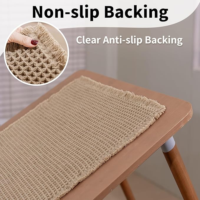 Waffle Runner Bath Mat - Long Boho Bathroom Rugs Non Slip Washable, Super Absorbent & Quick Dry, Soft Bath Mat Farmhouse Bathroom Decor, 24'' x 72'', Khaki
