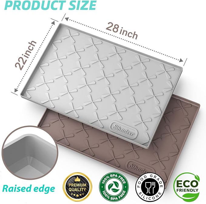 SIKADEER Waterproof Under Sink Mat 28" x 22", Silicone Mat Kitchen Cabinet Liner and Drawer Shelf, Sink Protector for Kitchen Organizers and Storage, Flexible Sink Drip Tray