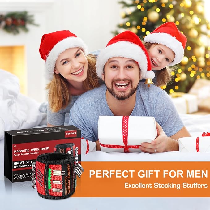 Stocking Stuffers for Men Women Gifts Magnetic Wristband: Men Gifts Tool Belt Magnet Wrist for Holding Screws Christmas Gadget for Dad Adults Him Husband Who Have Everything Wants Nothing (2 Pack)