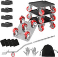 LOYAL TIGER 1500LBS Heavy Duty Furniture Dolly Movers Set with Lifter, 5-Wheel Carbon Steel Moving Rollers with Locking Casters for Refrigerator, Washer, Sofa & Cabinet(5.4 Inch, Silvery)