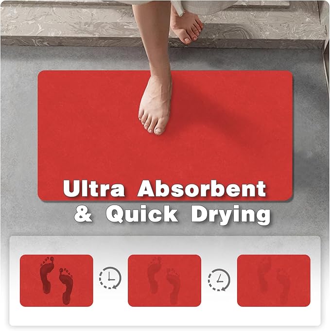 TYUU Toilet Rug, Thin Toilet Rugs U Shaped Washable Non Slip Absorbent Quick Dry Low Pile Toilet Mat, 20"x24" U Shape Red