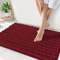 Smiry Bathroom Rugs Mat 34x21, Extra Soft Absorbent Chenille Bath Rugs, Non Slip Rubber Backing Machine Washable Quick Dry Bath Mats for Bathroom Floor, Tub, Shower, Home Decor Accessories, Red