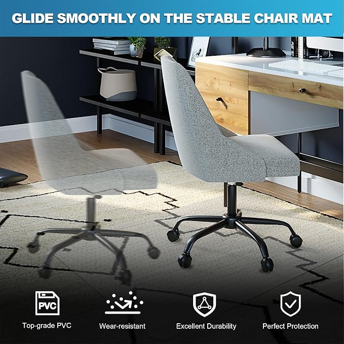 Thickened Chair Mat for Carpet - 47”X 35.5” Heavy Duty Office Chair Mat for Low-Pile Carpeted Floors. Carpet Protector for Office Computer Desk Chair. Easy Rolling, Clear