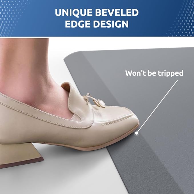 KitchenClouds Kitchen Mat Cushioned Anti Fatigue Rug 22"x72" Water Resistant, Non Slip, Standing and Comfort Desk/Floor Mats for House Sink Office (Grey,0.8inch)