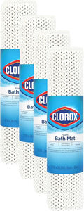 Duck Brand Clorox Cushioned Foam Bath Mat for Tubs, Non-Slip with Suction Cups, 17 Inches x 36 Inches, White (Pack of 4)