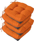 IASEAHK Chair Cushions for Dining Chairs, Seat Cushions for Kitchen Chairs, Indoor Seat Cushions with Ties, Tufted Foam Chair Pads, Non Slip Chair Cushions Set of 4, 15.5" x 15.5" x 4", Orange