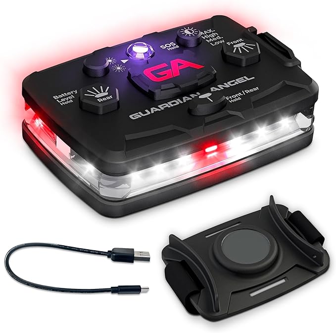 Guardian Angel Elite Series Safety Light, Infrared-Hybrid - White Front & Red Rear - Rechargeable, Magnetic, Hands-Free Wearable LED Flashlight for Law Enforcement, First Responders, & Firefighters