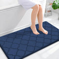 OLANLY Memory Foam Bath Mat Rug 44x24, Ultra Soft and Absorbent Bathroom Rugs, Non-Slip, Comfortable, Machine Washable Bath Carpet for Bathroom Floor, Tub, Shower and Home Decor Accessories, Navy