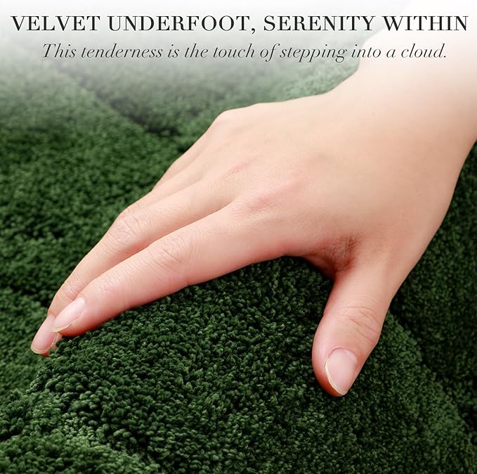 BSICPRO Large Bathroom Rugs Runner, 24x59 Inches Long Bath Mats for Bath Non Slip, Soft Absorbent and Quick Dry Microfiber Bath Rugs for Bathroom, Machine Washable (Forest Green)