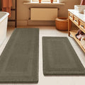 Upgrade Waffle Bath Mat Set 2 Piece, Greyish Green, Boho Bathroom Rugs Absorbent Non Slip, Ultra Soft Bathroom Mat, Machine Washable Knit Bath Rugs with Tassels for Bathroom, Bedroom, Kitchen, Shower