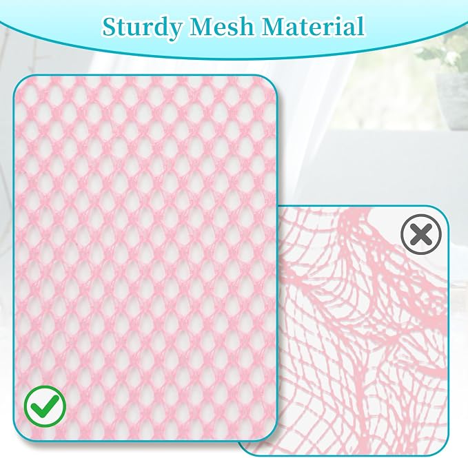Mesh Shower Caddy Portable, Toiletry Bags for Travel, Hanging Shower Organizer Tote Bag for College Dorm Students Girls Boys, Dry and Wet Separation with Metal Hook - Pink
