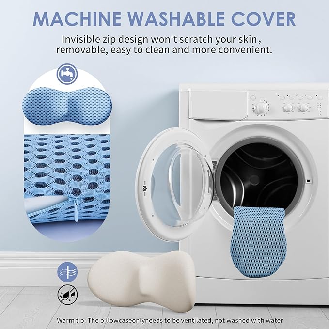 kasney Lumbar Support Pillow, Back Pillow for Low Back Pain Relief, Ergonomic Streamline Car Seat, Office Chair, Recliner and Bed (Blue)