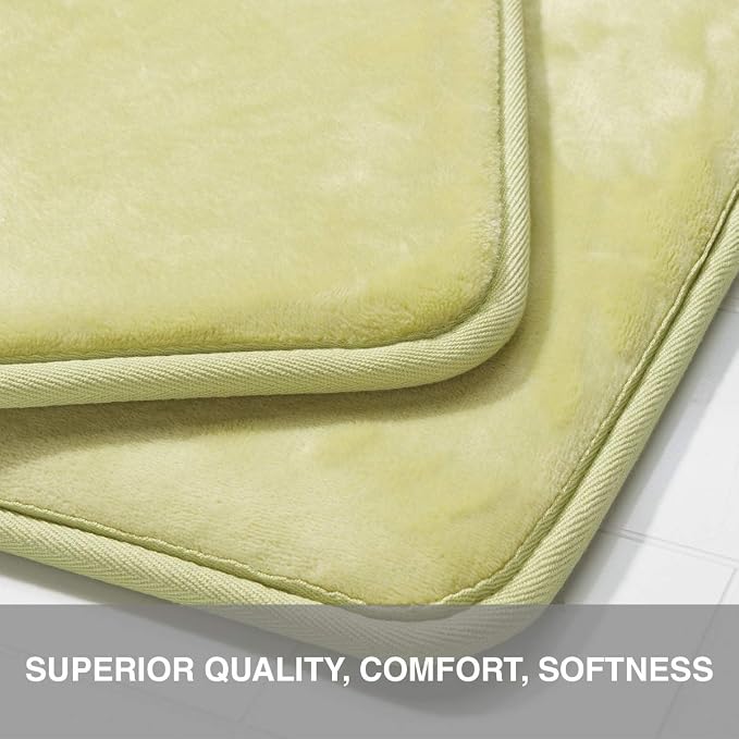 Memory Foam Bath Mat Non Slip Absorbent Super Cozy Velvet Bathroom Rug Carpet (60 inches X 24 inches, Lime)