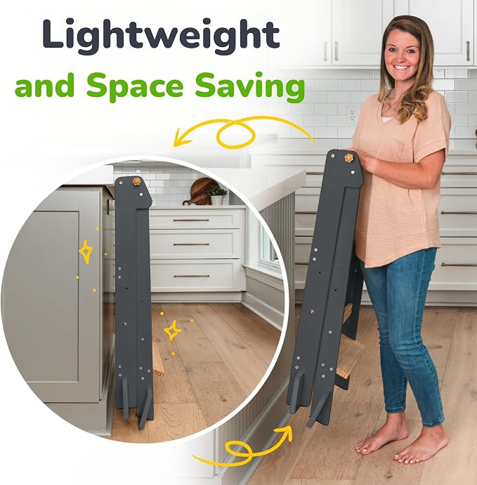 OCODILE Adjustable Foldable Toddler Tower – Folding Tower for Kids | Montessori Toddler Kitchen Step Stool Helper for Independence - Gray