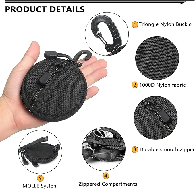 Tactical Belt Pouch Key Pouch Backpack Accessories Tactical Vest Attachments Small Molle Pouch EDC Wallet Travel Pill Container Portable