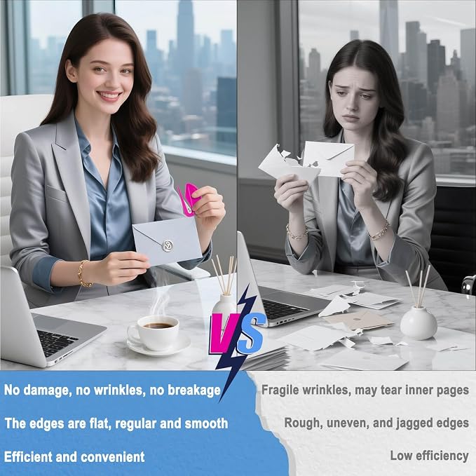 3 Pack Letter Opener Envelope Slitter – Envelope Opener with Safety Concealed Sharp Blade Neatly Opened Without Damage.Mail Opener for Women Men,Office Worker,Graduate Students,Home,Office,Postal