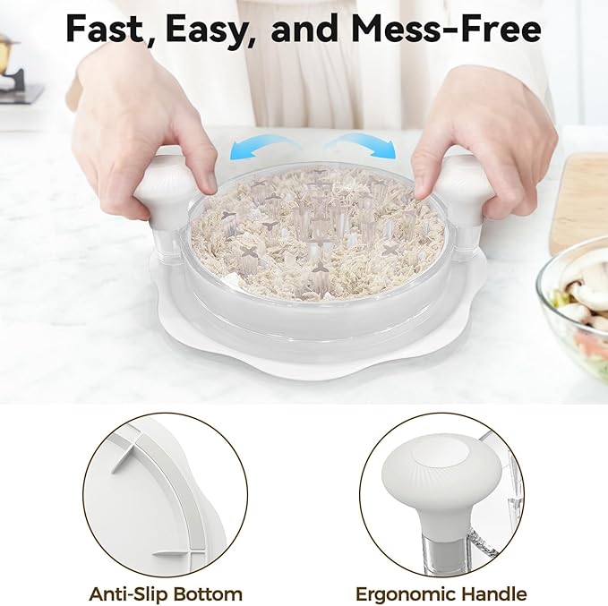 Ukeetap 10" Pro Chicken Shredder Tool Twist Large for Kitchen, BPA-Free Food-Safe Meat Grinder, Visible Chicken Breast Meat Shredder with Strong Anti-Slip Bottom & Ergonomic Handle, White