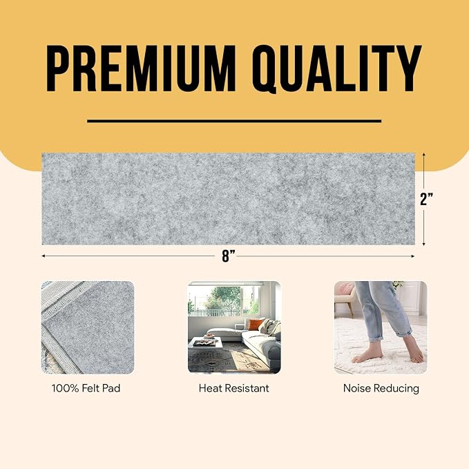 Premium Felt Rug Pad 2x8 Feet, Thick Rug Pads for Hardwood Floors, Laminate, Vinyl, Stone, Carpet & Tile, Under Rug Padding