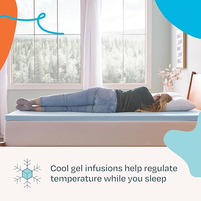 Linenspa Memory Foam Mattress Topper, California King Size - 2 Inch Gel Infused Memory Foam - Plush Feel - Cooling and Pressure Relieving - CertiPUR Certified